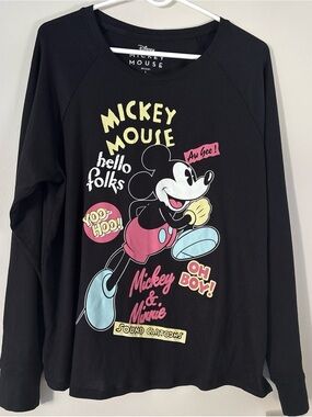 Disney Black Mickey Mouse Graphic Sweatshirt with Pastel Accents